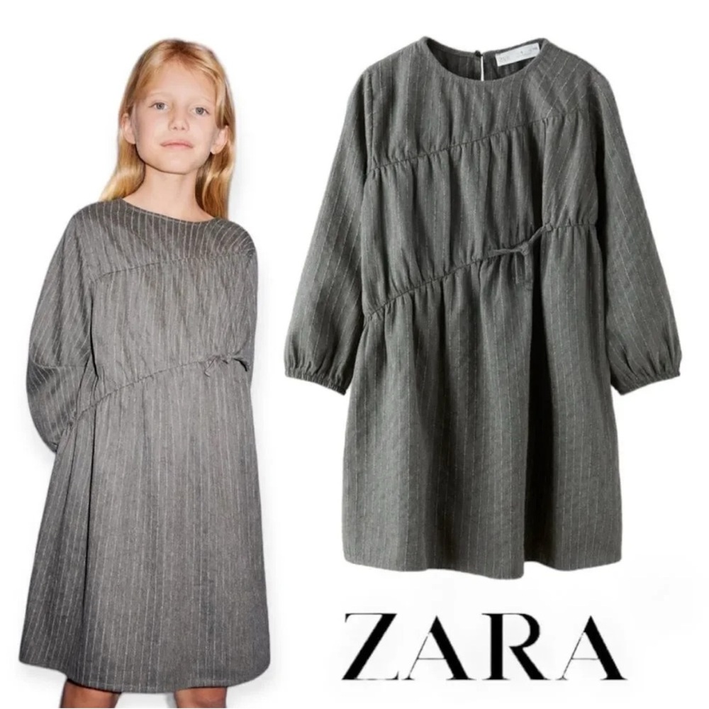 Zara Pinstripe Dress Anthracite Gray - Size 10 NEW!